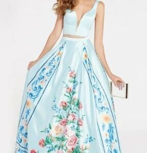 A gown with floral design